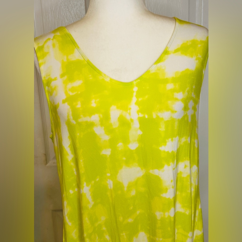 Style & Co Dress Sleeveless Fun Yellow Flip Flop Cut Out Back Knee Length Sz XL - Picture 2 of 9